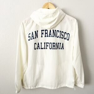 JOHN GALT x BRANDY MELVILLE | Off White Nylon Hooded Windbreaker Jacket | Large